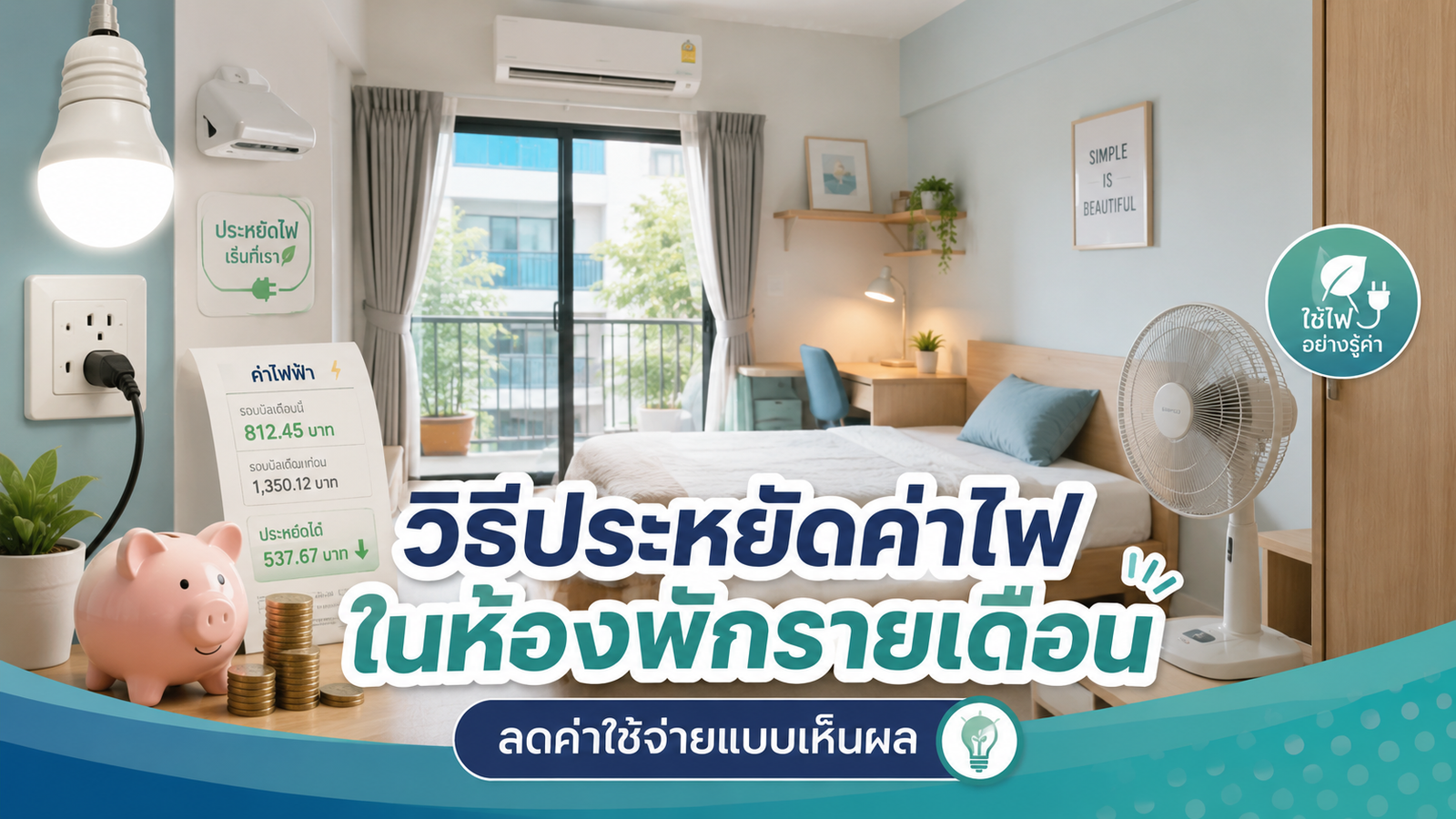 วิธีประหยัดค่าไฟในห้องพักรายเดือน ลดค่าใช้จ่ายจากเครื่องใช้ไฟฟ้าในหอพัก